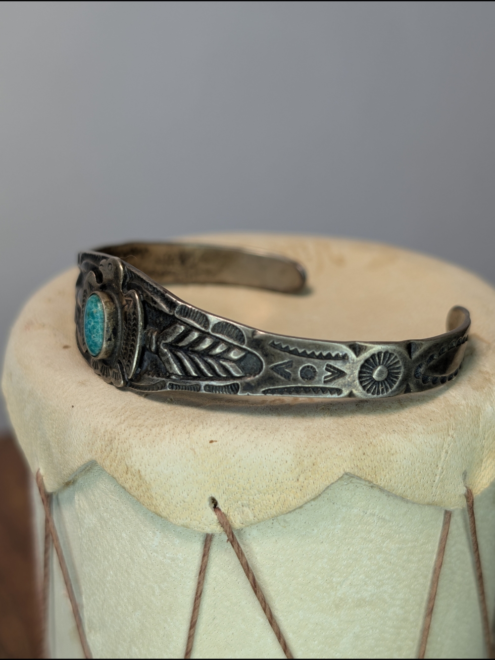 Vintage 1930s Maisels Sterling Silver Turquoise Thunderbird Fred Harvey Era Cuff - Picture 2 of 11